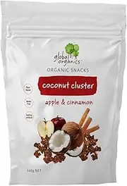 Global Organics organic coconut clusters with apple cinnamon and seeds 140g