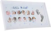 GARVALON Unique Baby Shower Present: Baby First Year Photo Frame Monthly Milestone Handprint Footprint Kit