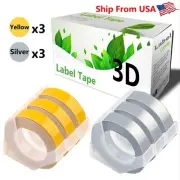 (3Yellow+3Silver) LabelTape Fit For Dymo 20008 Dymo 20008CP Label Makers