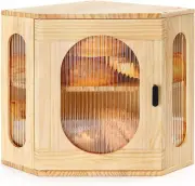 Bread Box for Kitchen Countertop Corner Bread Storage Wooden Breadbox Container