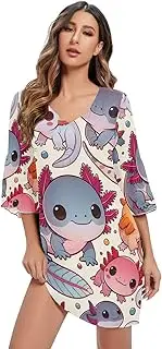[RPLIFE] Cute Axolotl Casual Chiffon Dress Printed Line Maternity Dress S-XXL