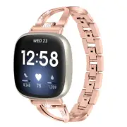 For Fitbit Versa 3/Sense Bling Rhinestone Watch Band Stainless Steel Metal Strap