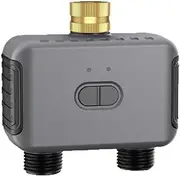 BT 2 Outlet Irrigation Timer, Programmable Water Timer for Garden Hose with Rain Delay, Manual Automatic Watering System, Digital Sprinkler Controller (US Plug)