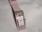 PASTEL PINK WATCH WITH AURORA BOREALIS AB PINK AUSTRIAN CRYSTAL GIFT NEW!