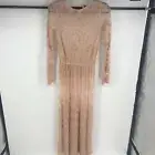 Pink Blush Lace Mesh Overlay Maxi Dress Small Shee Embroidery Mauve Amy Lynn NWT