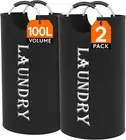 100L 2-Pack Large Laundry Basket, Collapsible Laundry Hamper with Aluminum Handl