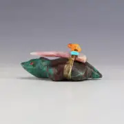 NATIVE AMERICAN ZUNI CHRYSOCOLLA BADGER FETISH BY EVALENA BOONE