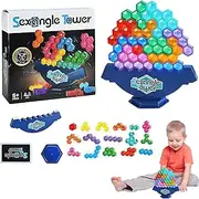 Tower Balance Toy - Hexagonal Stacking Board Blocks | Educational Toys for Kids and Adults, Learning Activities for Game Night