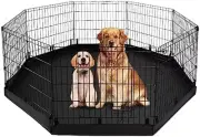 Dog Playpen - Metal Foldable Dog Exercise Pen, Pet Fence Puppy Crate Kennel Indo