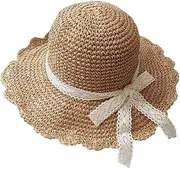 [Greenery-GRE] Summer Beach Sun Straw Hats for Women Ladies Wide Brim Lace Bow Floppy Packable Travel Bucket Hats UPF 50+ Crushable UV Fishing Cap Foldable Sun Protection Hat