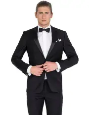 [Ferrari Formalwear] Pure Wool Short Tailored Suit Jacket in Black