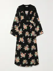 [RIXO] RIXO - Anela Floral-print Crepe Midi Dress - Black - UK 10 UK 10 Black
