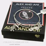 Authentic Alex and Ani Toucan Rafaelian Silver Charm Bangle