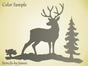 Joanie Stencil Rustic Mountain 7" tall Mule Deer Pine Tree DIY Lodge Cabin Sign