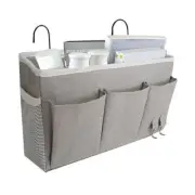 Bedside Caddy, Bedside Hanging Storage Organizer for Bunk and Dorm large Grey