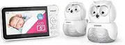 VTech BM5550-OWLN 5" 2-Camera Full Colour Pan & Tilt Video & Audio Baby Monitor with 2-Way Talk, Soothing Sounds, Room Temperature Monitor, up to 17 Hours Battery Life