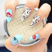 STILETTO *TIME STANDS STILL* Full Cover 24 Nail Tips Press On Glue Set!