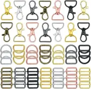 56x Bag Hardware Swivel Clasps D Rings Slide Buckles Set Snap Hook Keychain Clip