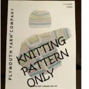 NWT Plymouth Yarn Co 1303 Jeannee Striped Baby Cardigan & Hat Knitting Pattern