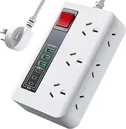 Micomlan Power Strip Surge Protector - Powerboard USB with 6 Outlets, Power Board Surge Protection with 6 USB C Ports (3 USB-C & 3USB-A), Mountable 6AC Power Extension Cord with Switch for Home&Office