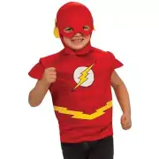 The Flash Muscle Boys Size S 4/6 Costume Headpiece Shirt DC Comics Padded Chest