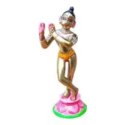 Lord Krishna/Thakur Ji Brass Idol ( Multicolor, Size: 4 inch Height )