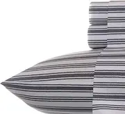 [Nautica] Stripe Cotton Percale Sheet Set, Queen, Coleridge Charcoal