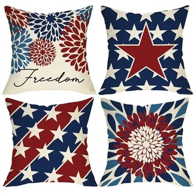 4th of July Decorative Throw Pillow 18" x 18" (Pack of 4) 4th of July Dahlia