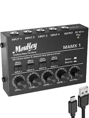 Moukey 4-Stereo Mini Audio Mixer WITH ADAPTERS (ML1065442)