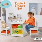 Keezi Kids 3PCS Table and Chairs Set Storage Boxes Childrens Furniture Play Toys