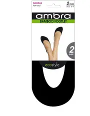 [Ambra] Ecostyle Bamboo Footlet 2 Pair Socks in Black