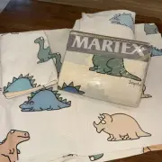 2 1980's Martex Sandra Boynton Dinosaurs Twin Sheet Set 1 Percale & 1 Flannel