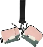 [XYMZR] Mini Zip Around Wristlet keychain Wallet Boho Sheep Grassland for Women Personalized Pattern Detachable Dual Pouch Wristlet Portable Wallet Phone Coin Purse, Multi-colored, One Size