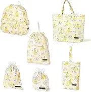COLORFUL CANDY STYLE NT804800 Disney Kindergarten Entrance School 6-Piece Set, Lesson Bag, Quilting (with Gusset), Shoe Case, Drawstring Bag, Gymnastics Clothing Bag, Lunch Bag, Cup Bag, Small Items,