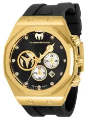 TechnoMarine TM-520002 Cruise Sun Reef Gold/Black Dial 45mm Watch with Stones