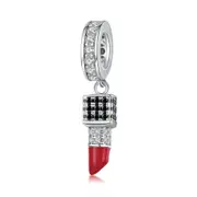 Silver plating Dazzling Lipstick Pendant Charm for Women Bracelet or Necklace