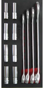 Ampro 1/2" Drive Metric Deep Socket and Combination Wrench Set 12 Piece T40198