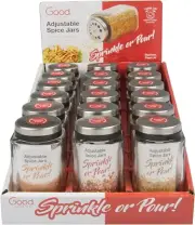 Adjustable Glass Spice Jars- Set of 24 Premium Seasoning Shaker Rub Container