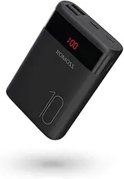 ROMOSS 10000mAh Mini Power Bank, Portable Charger External Battery Packs with Dual USB Output 2.1A LCD Display Perfect Carry for Travel, Compatible with iPhone 12 pro max 11 pro X 10, Galaxy & More