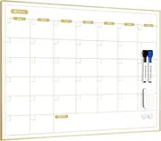 ARCOBIS Monthly Calendar Whiteboard, 60 x 45 cm Magnetic Dry Erase Calendar with Gold Frame, Wall Hanging Planner for Home, Office, School