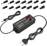 60W Universal Power Supply Adjustable 3-12V 5A 60W Variable Power Supply Adapter DC 3V 4.5V 5V 6V 7.5V 9V 12V Variable DC Adapter 100V~240V AC to DC Converter with 14 Adaptor Tips