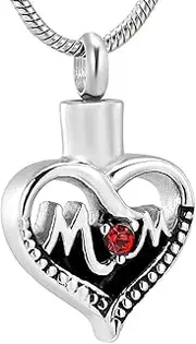 DOTUIARG Crystal Heart Pendant Free Filling Kits Mom Cremation Urn Ashes Urn Necklaces Jewelry Memorial Keepsake ash Funeral Pendant