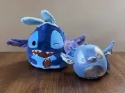 Squishmallows Disney STITCH 8" Plush NEW Chocolate Bunny Ears NWT 5” Set