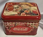 1984 Coca Cola Tin Can Red Floral Collectible Cheinco USA Vintage