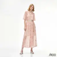 在飛比找momo購物網優惠-【iROO】雪紡粉豹紋長版洋裝