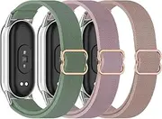 T Tersely Nylon Sport Band Compatible with Xiaomi Smart Band 9/8 for Women Men, 3Pack Soft Adjustable Breathable Sport Loop Watch Strap Replacement Wristband for Xiaomi Mi Band 9 NFC/8 NFC