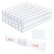 8Pack Clear Drawer Dividers for Clothes Kitchen Drawer Dividers Adjustable Pl...