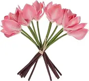 STOBAZA 12pcs Fake Orchids: Pink Plastic Artificial Cymbidium Orchid Bouquet Indoor Decoration - Faux Flowers for Home Wedding Party Table Centerpiece