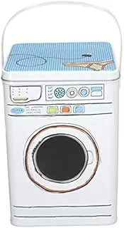 [BAOFUYA] Washing Powder Storage Jar, Metal Detergent Box with Lid and Handles, Washing Machine Modelling with Large Capacity for Soap, Tablets