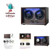 Double Watch Winder for Automatic Watches, Wooden Rotating Watch Case 4 Rotat...